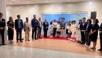 Obras de arte infantil creadas por niños guatemaltecos exhibidas en las galerías de la exposición internacional en Corea del Sur.