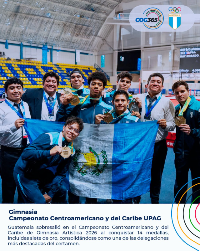 Guatemala destaca en el Campeonato Centroamericano y del Caribe 2026 con 14 medallas en gimnasia artística