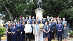 Embajadores y diplomáticos de Guatemala, Costa Rica, El Salvador, Nicaragua y autoridades de Honduras durante el acto conmemorativo de independencia.